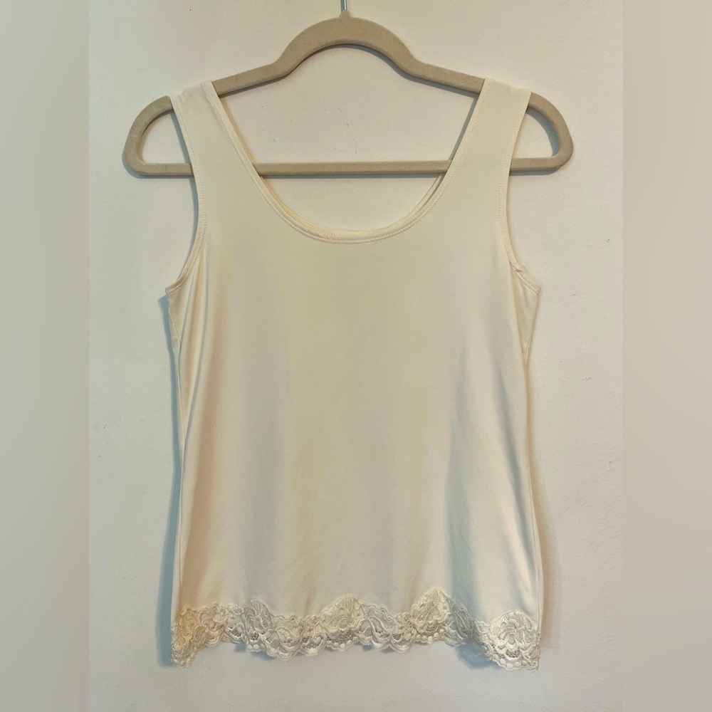 chicos womens Cream/Ivory Lace Tank Top sleeveless  Sz 0